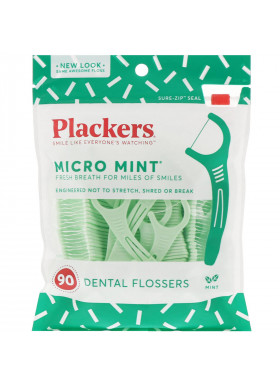 Plackers, Micro Mint, Dental Flossers, Mint, 90 Count