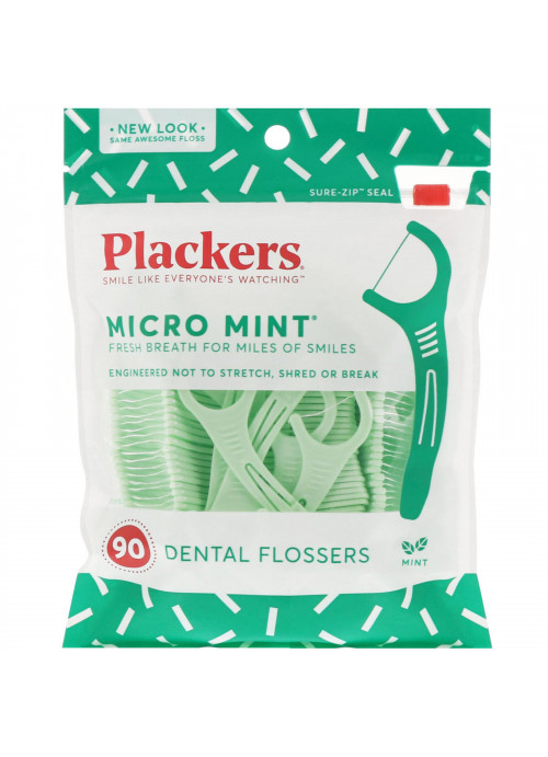 Plackers, Micro Mint, Dental Flossers, Mint, 90 Count