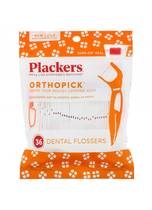 Plackers, Orthopick, Dental Flossers, 36 Count
