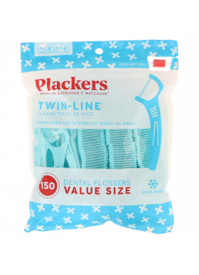 Plackers, Twin-Line, Dental Flossers, Value Size, Cool Mint, 150 Count