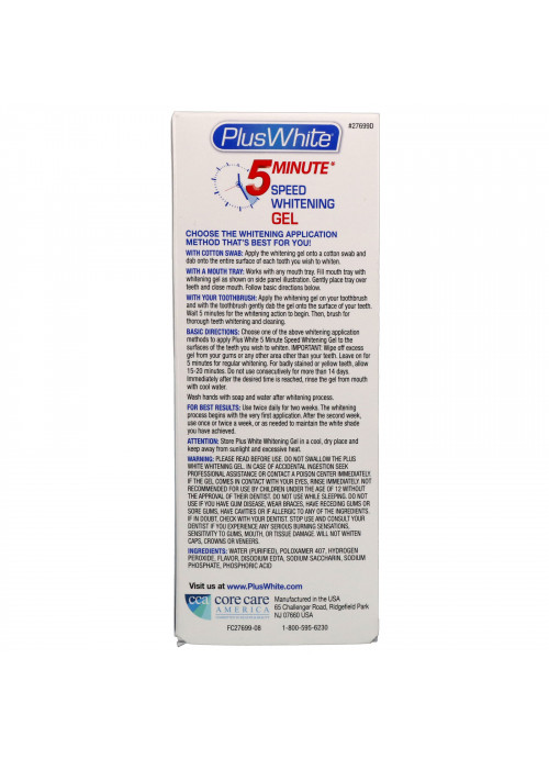 Plus White, 5 Minute Speed Whitening Gel, 2.0 oz (56 g)