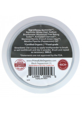 Primal Life Organics, Dirty Mouth Toothpowder, Black Peppermint, 1 oz (28 g)