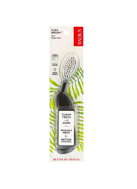 RADIUS, Flex Brush, Soft, Right Hand, Black, 1 Toothbrush