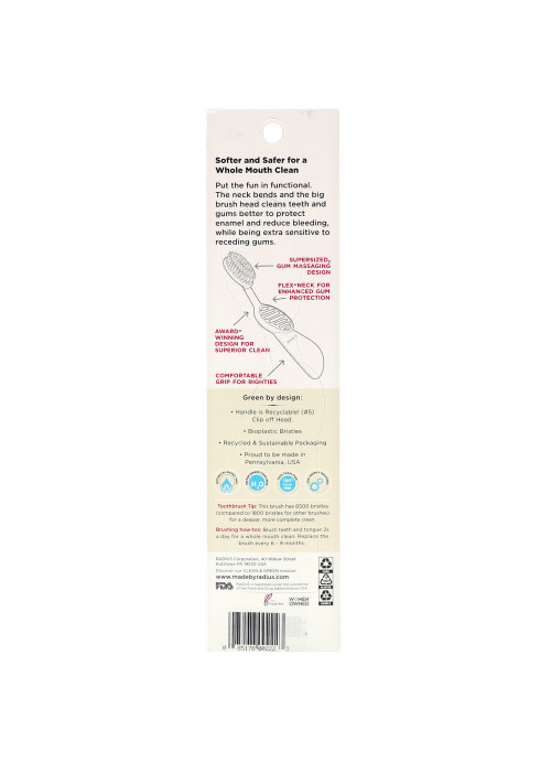 RADIUS, Flex Brush, Soft, Right Hand, Black, 1 Toothbrush