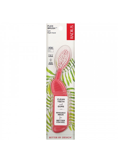 RADIUS, Flex Brush, Soft, Right Hand, Pink, 1 Toothbrush