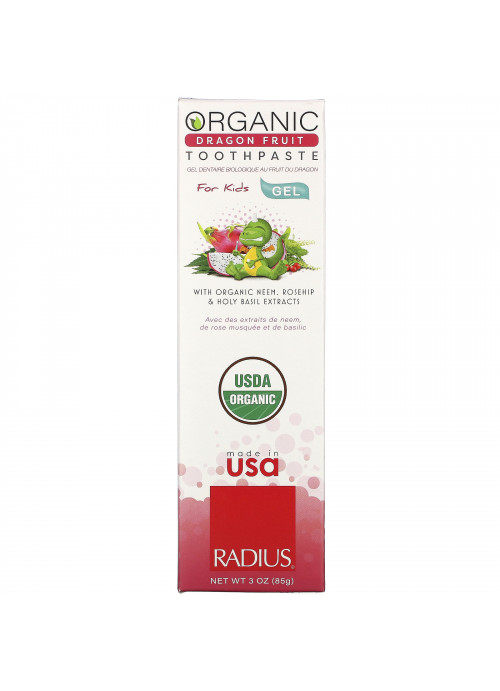 RADIUS, Organic Gel Toothpaste, For Kids, Dragon Fruit, 3 oz (85 g)
