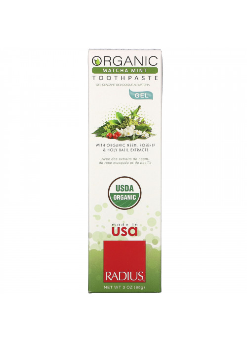 RADIUS, Organic Gel Toothpaste, Matcha Mint, 3 oz (85 g)