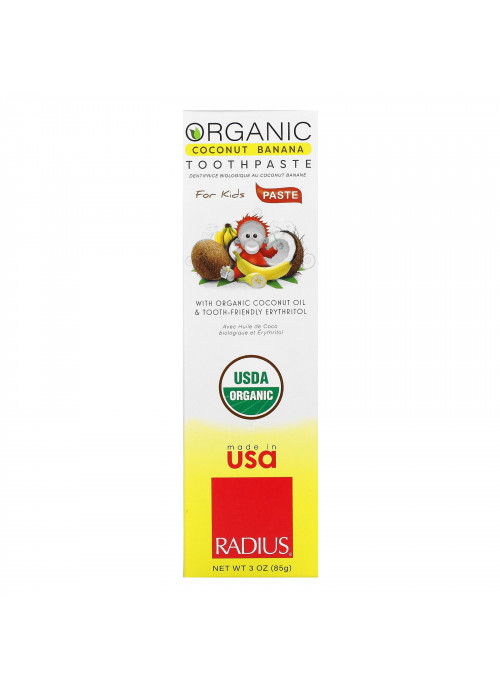 RADIUS, Organic Toothpaste, For Kids, 6 Months+, Coconut Banana, 3 oz (85 g)