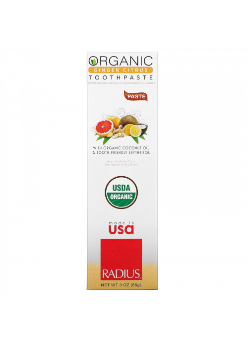 RADIUS, Organic Toothpaste, Ginger Citrus, 3 oz (85 g)