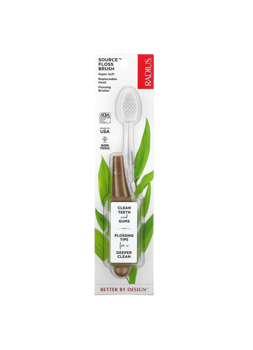 RADIUS, Source Floss Toothbrush, Super Soft, 1 Replaceable Head Toothbrush