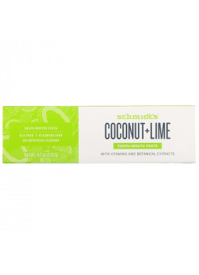 Schmidt's, Tooth + Mouth Paste, Coconut + Lime, 4.7 oz (133 g)
