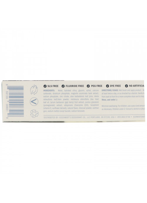 Schmidt's, Tooth + Mouth Paste, Wondermint with Activated Charcoal, 4.7 oz (133 g)