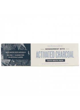 Schmidt's, Tooth + Mouth Paste, Wondermint with Activated Charcoal, 4.7 oz (133 g)