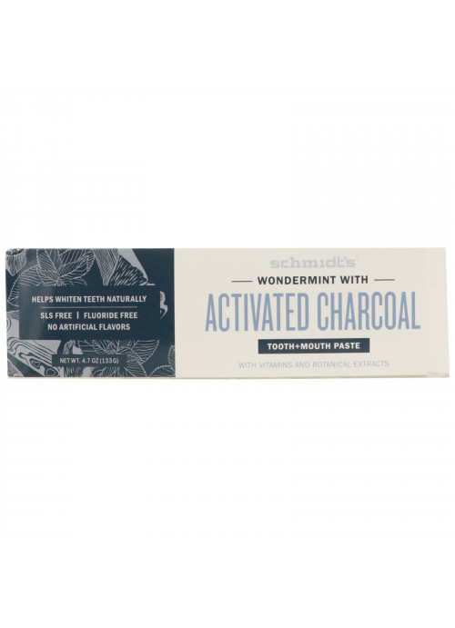 Schmidt's, Tooth + Mouth Paste, Wondermint with Activated Charcoal, 4.7 oz (133 g)