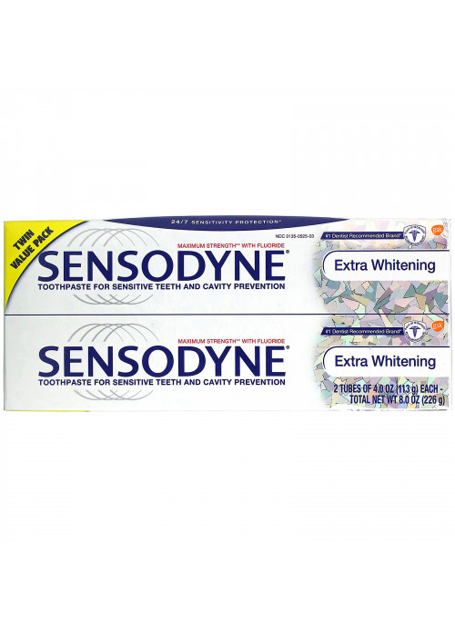 Sensodyne, Extra Whitening Toothpaste with Fluoride, Twin Pack, 2 Tubes, 4 oz (113 g) Each
