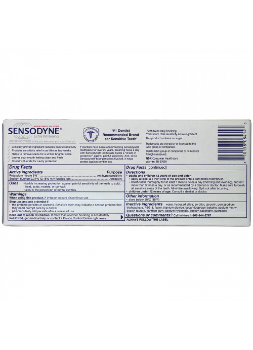 Sensodyne, Extra Whitening Toothpaste with Fluoride, Twin Pack, 2 Tubes, 4 oz (113 g) Each