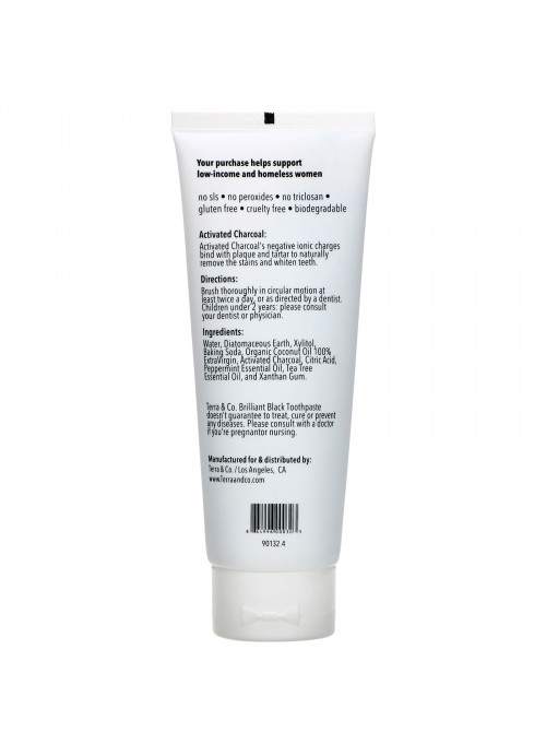 Terra & Co., Brilliant Black Toothpaste, Mint, 4 oz (113 g)
