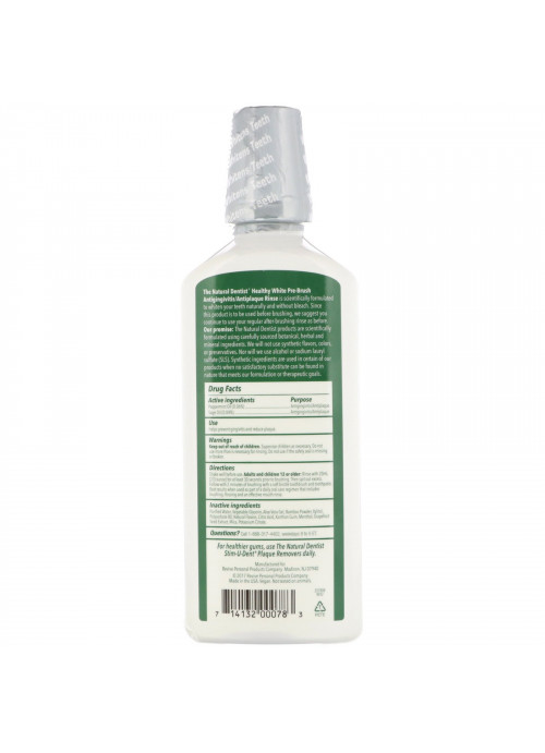 The Natural Dentist, Healthy White, Pre-Brush Antigingivitis/Antiplaque Rinse, Clean Mint, 16.9 fl oz (500 ml)