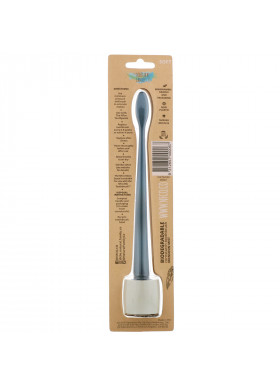 The Natural Family Co., Biodegradable Cornstarch Toothbrush, Monsoon Mist, Soft, 1 Toothbrush & Stand