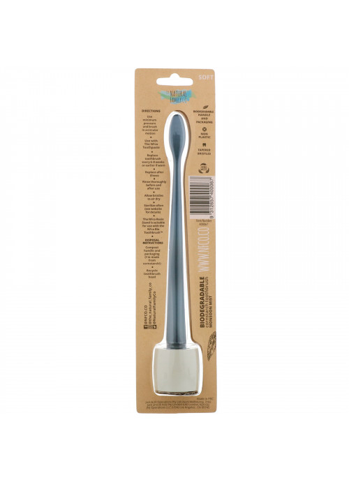 The Natural Family Co., Biodegradable Cornstarch Toothbrush, Monsoon Mist, Soft, 1 Toothbrush & Stand