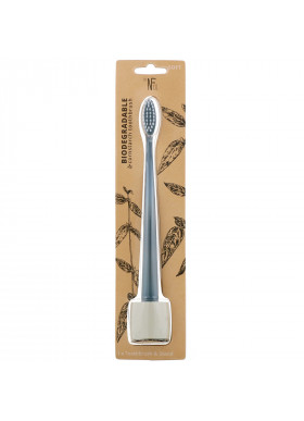 The Natural Family Co., Biodegradable Cornstarch Toothbrush, Monsoon Mist, Soft, 1 Toothbrush & Stand