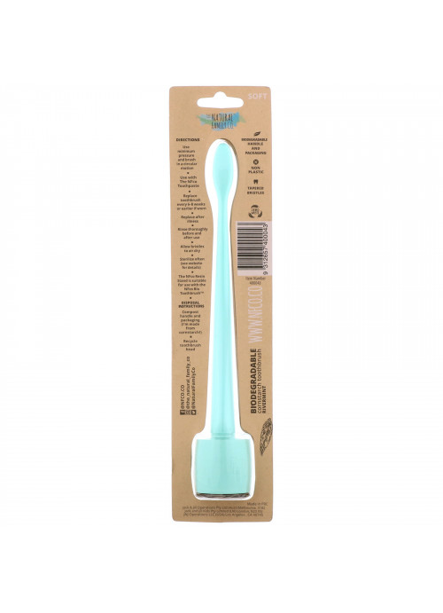 The Natural Family Co., Biodegradable Cornstarch Toothbrush, Rivermint, Soft, 1 Toothbrush & Stand