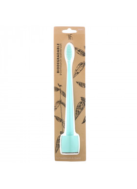 The Natural Family Co., Biodegradable Cornstarch Toothbrush, Rivermint, Soft, 1 Toothbrush & Stand