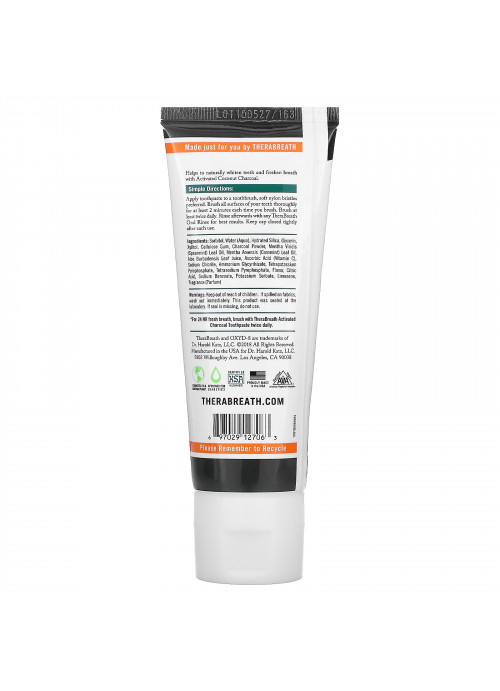 TheraBreath, Charcoal Whitening + Fresh Breath Toothpaste, Midnight Mint, 3.5 oz (100 g)