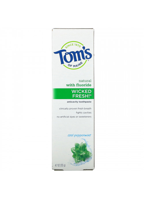Tom's of Maine, Natural Anticavity,  Wicked Fresh!  with Fluoride Toothpaste, Cool Peppermint, 4.7 oz (133 g)