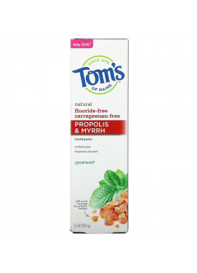 Tom's of Maine, Propolis & Myrrh Toothpaste, Fluoride-Free, Spearmint, 5.5 oz (155.9 g)
