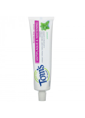 Tom's of Maine, Natural Antiplaque & Whitening Toothpaste, Fluoride-Free, Spearmint, 5.5 oz (155.9 g)