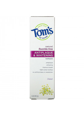 Tom's of Maine, Natural Antiplaque & Whitening Toothpaste, Fluoride-Free, Fennel, 5.5 oz (155.9 g)
