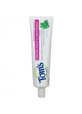 Tom's of Maine, Natural Antiplaque & Whitening Toothpaste, Fluoride Free, Peppermint, 5.5 oz (155.9 g)