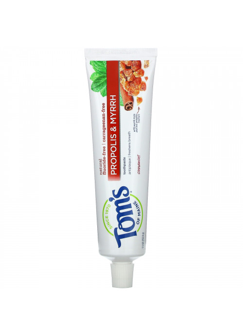 Tom's of Maine, Natural Antiplaue, Propolis & Myrrh Toothpaste,  Fluoride-Free , Cinnamint, 5.5 oz (155.9 g)