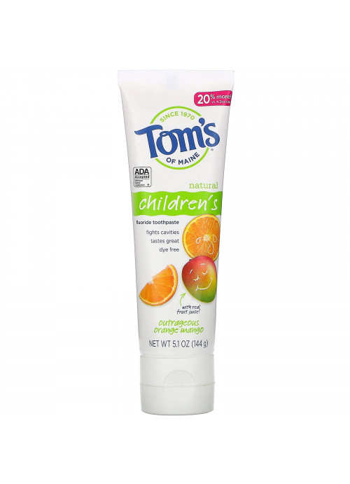 Tom's of Maine, Natural Children's Fluoride Toothpaste, Outrageous Orange Mango, 5.1 oz (144 g)