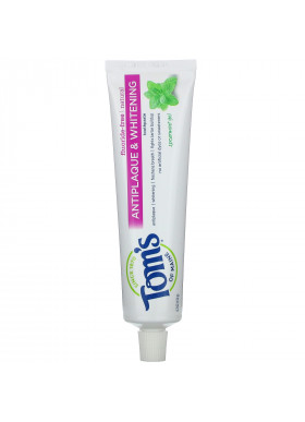 Tom's of Maine, Natural Fluoride-Free Antiplaque & Whitening Toothpaste, Spearmint Gel, 4.7 oz (133 g)