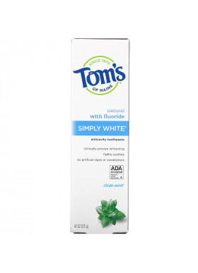Tom's of Maine, Simply White Anticavity Toothpaste with Fluoride, Clean Mint, 4.7 oz (133 g)