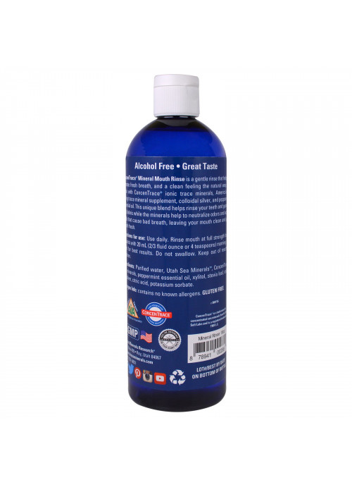 Trace Minerals Research, ConcenTrace Mineral Mouth Rinse, Mint, 16 fl oz (473 ml)