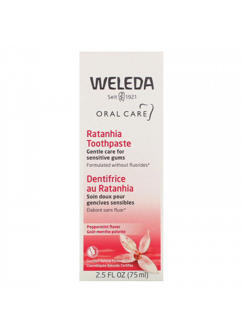 Weleda, Oral Care, Ratanhia Toothpaste, Peppermint Flavor, 2.5 fl oz (75 ml)