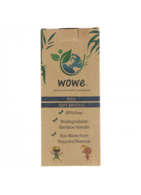 Wowe, Natural Bamboo Toothbrush, Kids, Soft Bristles, 4 Pack