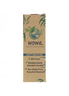 Wowe, Natural Bamboo Toothbrush, Soft Bristles, 4 Pack
