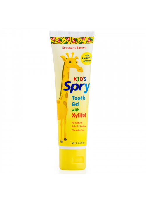 Xlear, Kid's Spry Tooth Gel, with Xylitol, Strawberry Banana, 2.0 fl oz (60 ml)