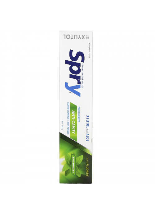 Xlear, Spry Toothpaste, Anti-Cavity with Fluoride, Spearmint, 5 oz (141 g)