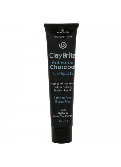 Zion Health, ClayBrite, Activated Charcoal Toothpaste, Natural Mint Flavor, 4 oz (120 g)