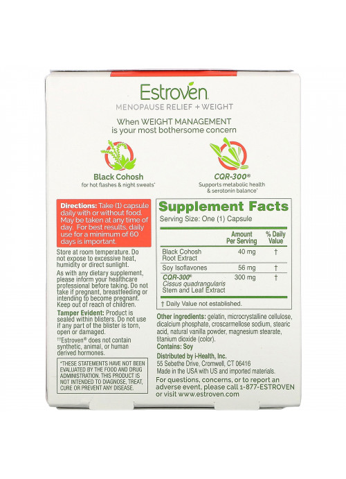 Estroven, Menopause Relief + Weight, 30 Once Daily  Capsules