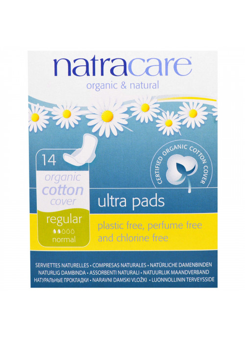 Natracare, Ultra Pads, Organic Cotton Cover, Regular, Normal, 14 Pads