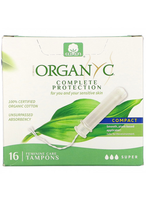 Organyc, Organic Tampons, Compact, Super, 16 Tampons