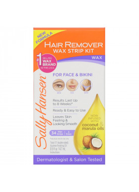 Sally Hansen, Hair Remover Wax Strip Kit, 34 Wax Strips + Finishing Oil