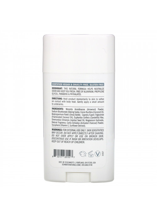 Schmidt's, Natural Deodorant, Water + Wood with Charcoal, 2.65 oz (75 g)