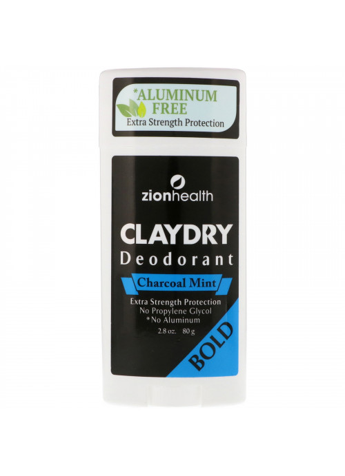 Zion Health, Bold, ClayDry Deodorant, Charcoal Mint, 2.8 oz (80 g)